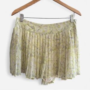 Kimchi Blue Floral Yellow Green Pleated Mini Skort